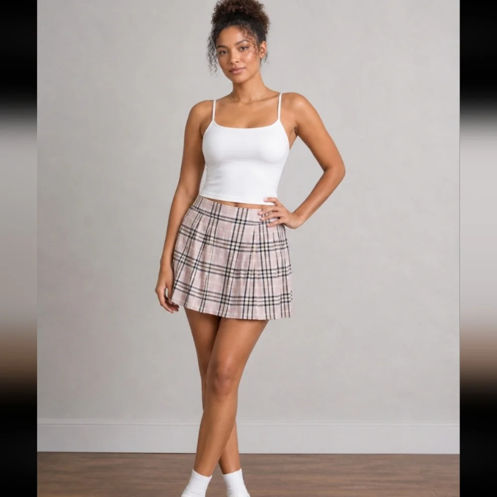 RUE + Pleated Pink Pleated Patterned  Skirt 1X